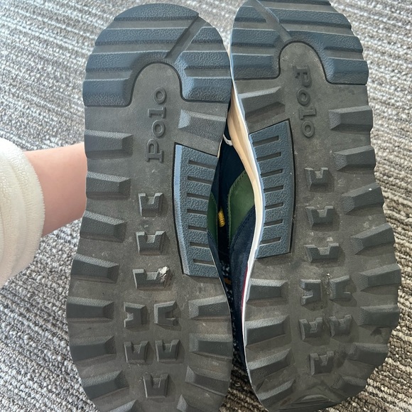 Polo Ralph Lauren Mens Trackster 100 Leather Athletic Sneakers Blue burgundy - Picture 5 of 5